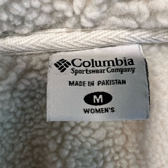 Columbia fleece Jacket womens M, Ivory, Sherpa lining. Front pockets, Hooded - Picture 7 of 9